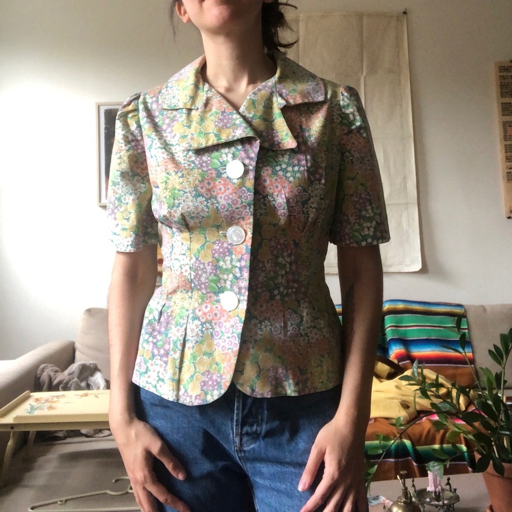 1960s style vintage floral tie back top
